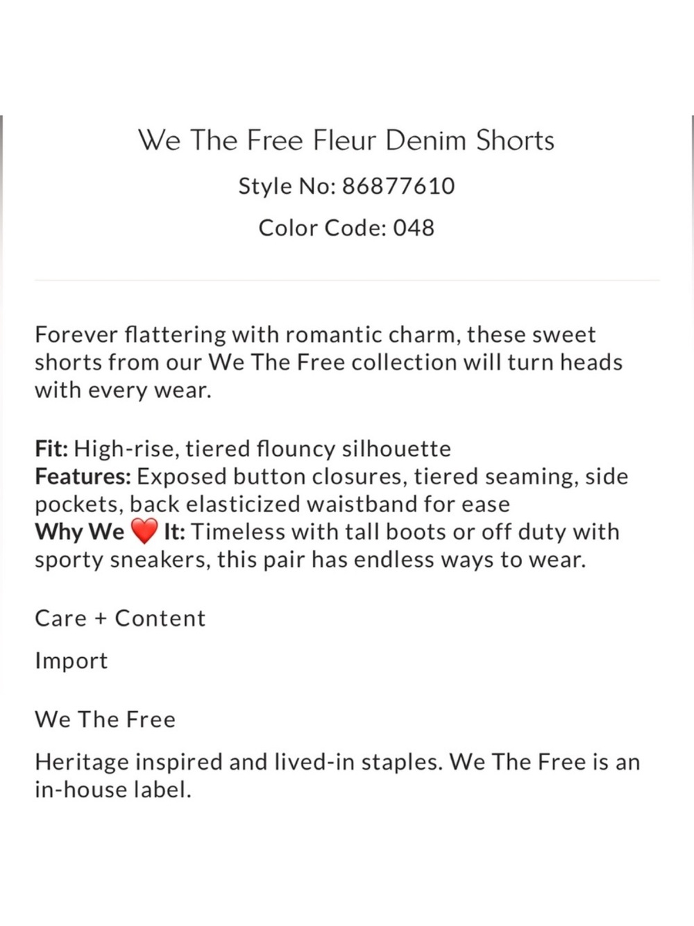 Free People We The Free Fleur High Waist Denim Ruffle Shorts in True Blue Sz M - Picture 7 of 15